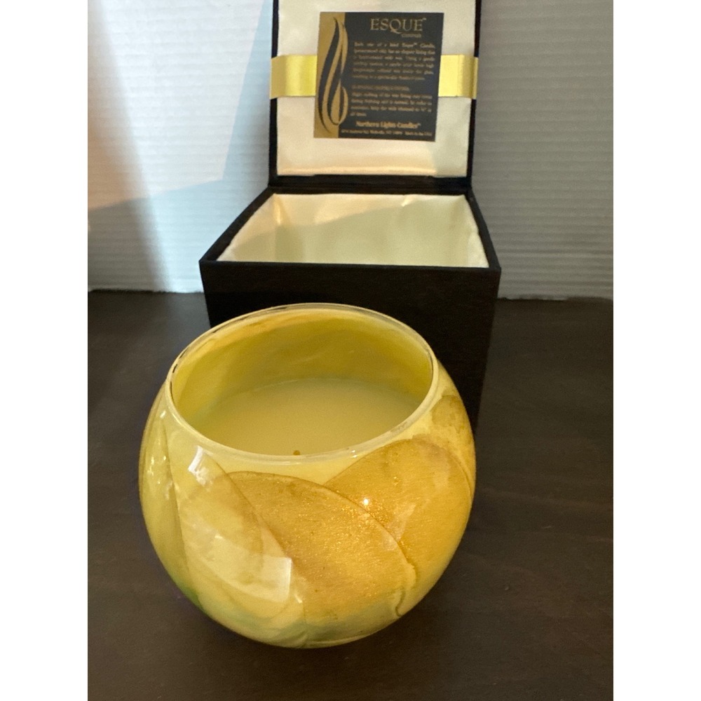 Esque by Northern Lights Candles Hand Created Wax Art Glass Candle in Box Yellow
